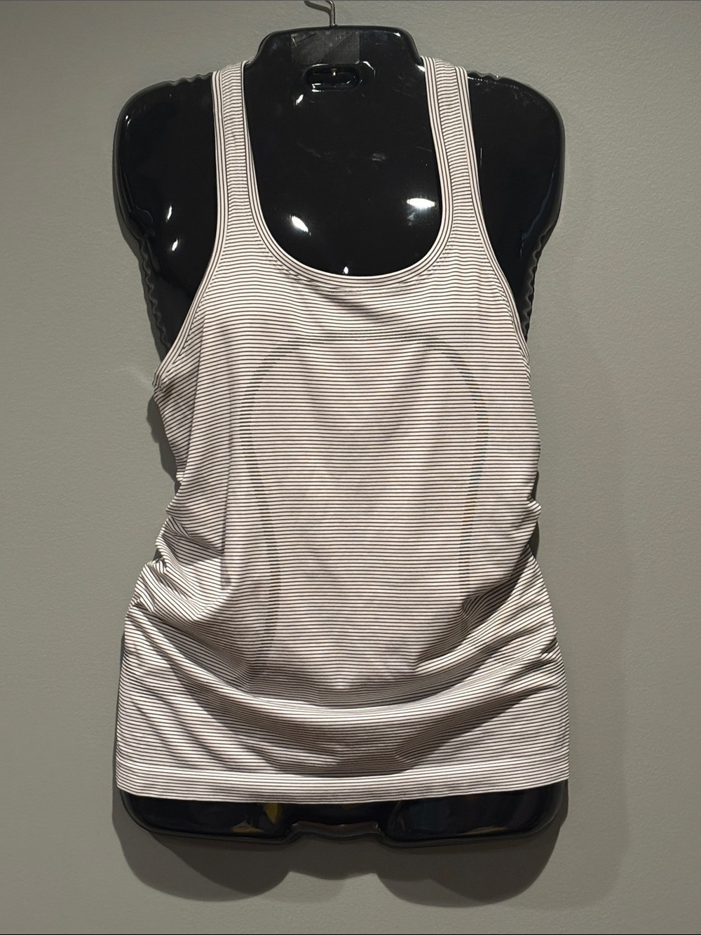 lululemon athletica White and Black Micro-Striped Racerback Tank